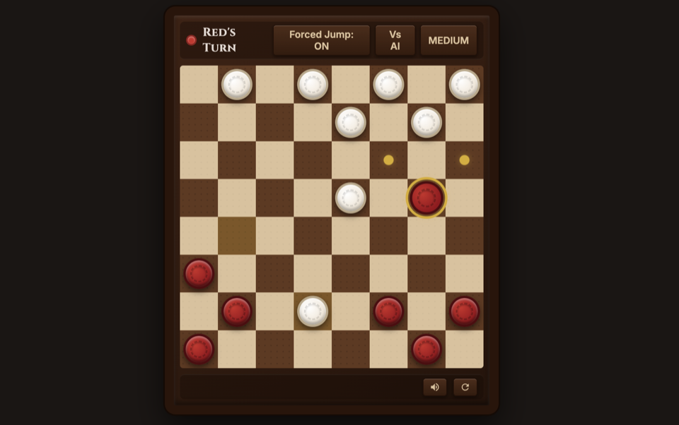 Checkers gameplay screenshot 1