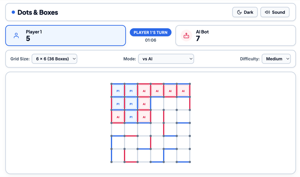 Dots and Boxes gameplay screenshot 1