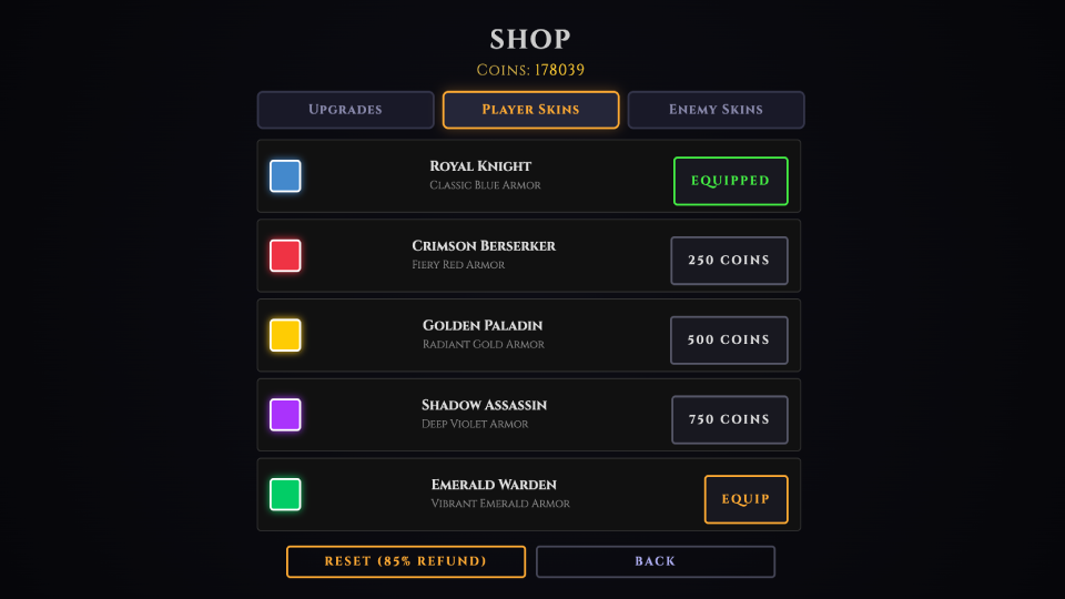Shape Arena Player Skins Shop