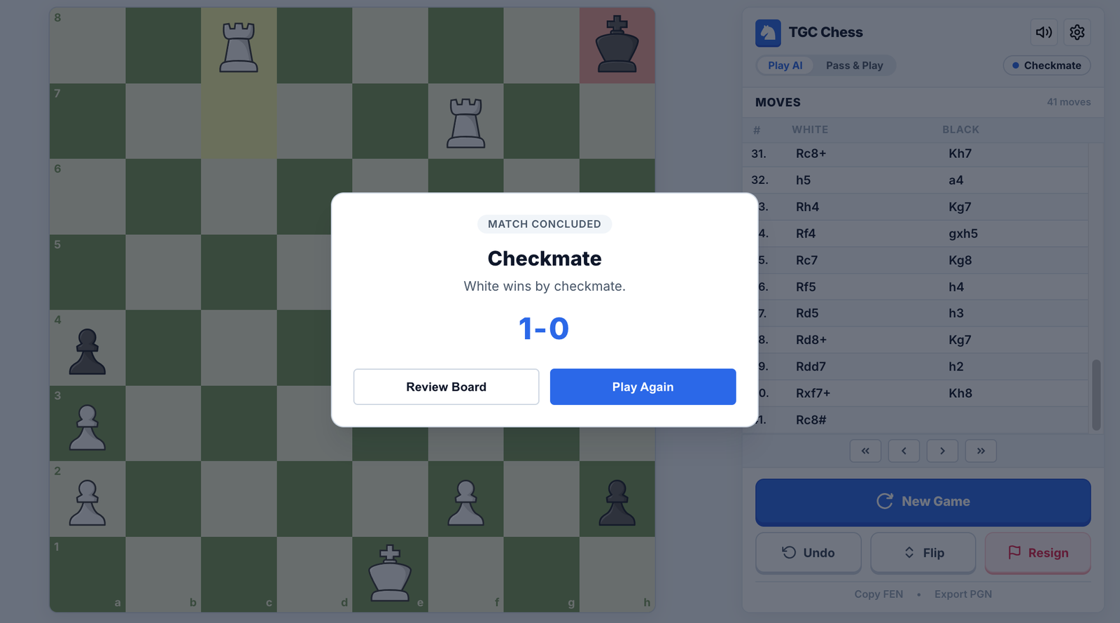 TGC Chess Dual Rook Checkmate