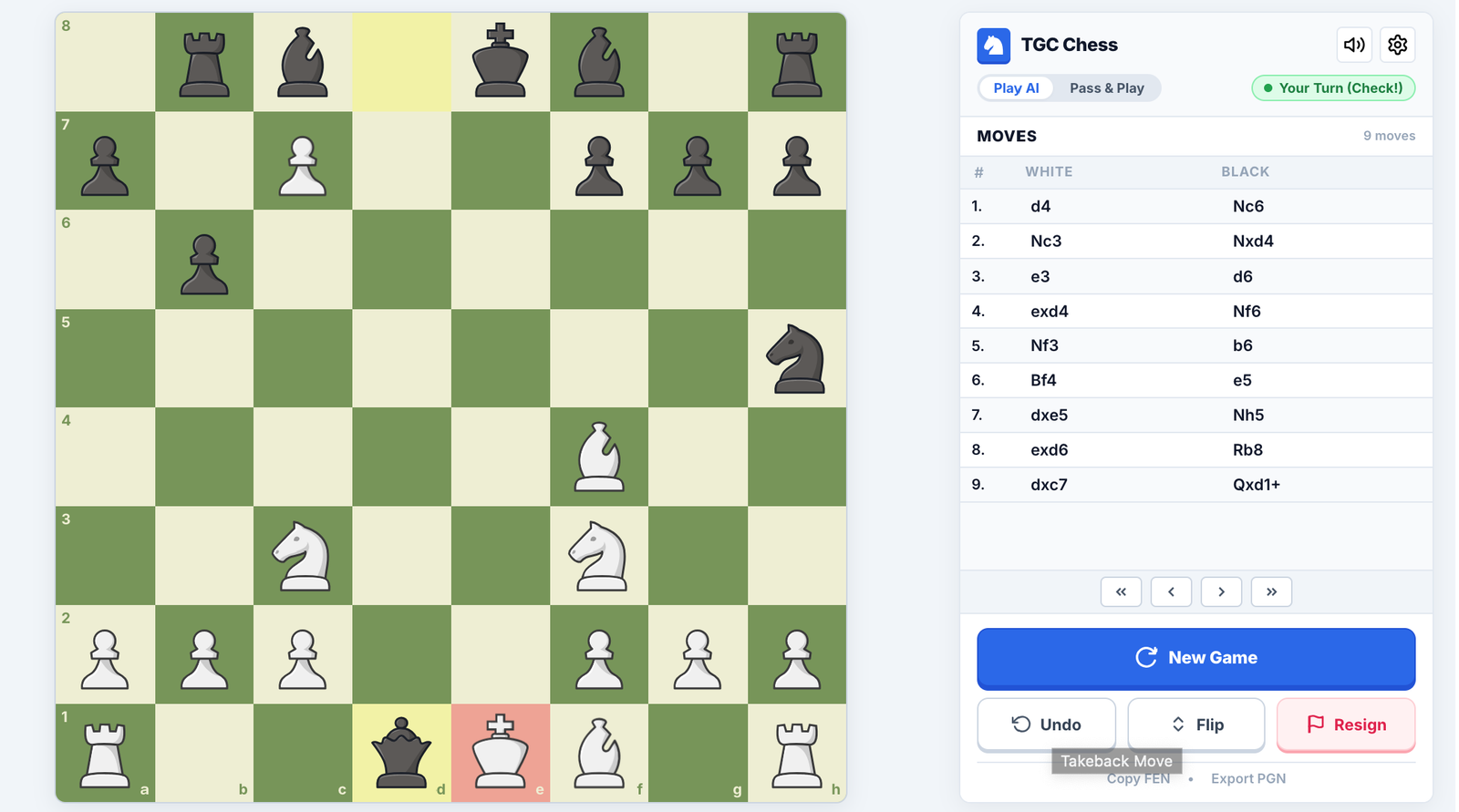 TGC Chess Defensive Check Response