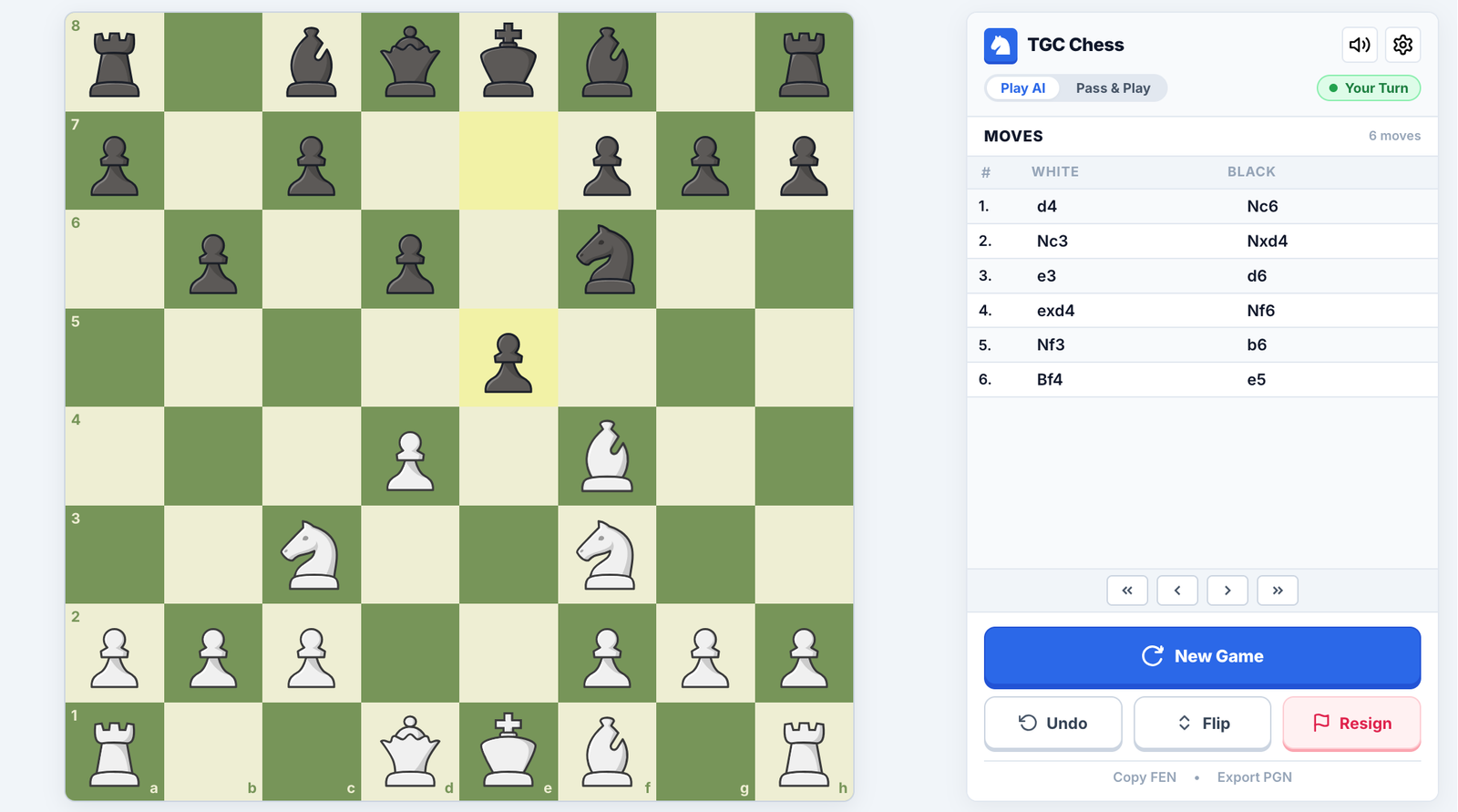 TGC Chess Opening Development